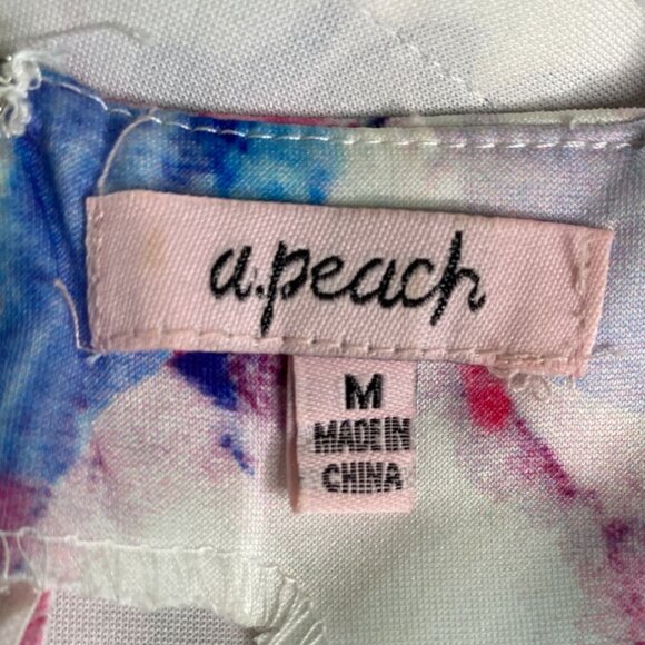 a. peach Womens Multicolor Floral Print Knit Dress with Waist Cutout Size M Sexy - Picture 3 of 9